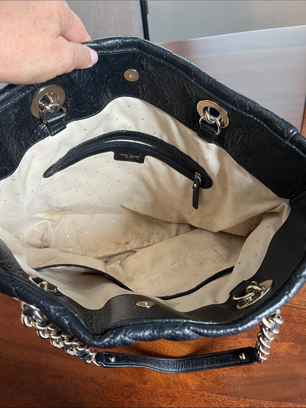 Kate Spade Black Quilted Chainlink Tote - Picture 10 of 16